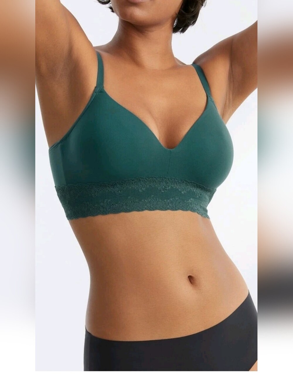 Natori Emerald Green Lace-Trim Bralette